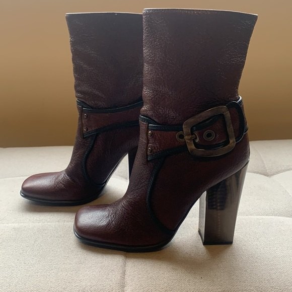 Vicini by Giuseppe Zanotti Leather Luxury Buckle Glass Heel Square Toe Sz 6 #103 - Picture 1 of 15